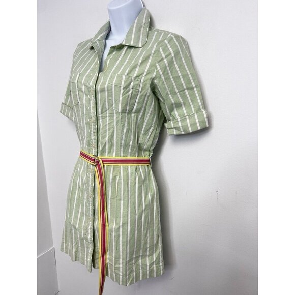 old navy 2005 preppy Y2K cotton striped shirt dress Belted Sz 1 NWT - Picture 12 of 12